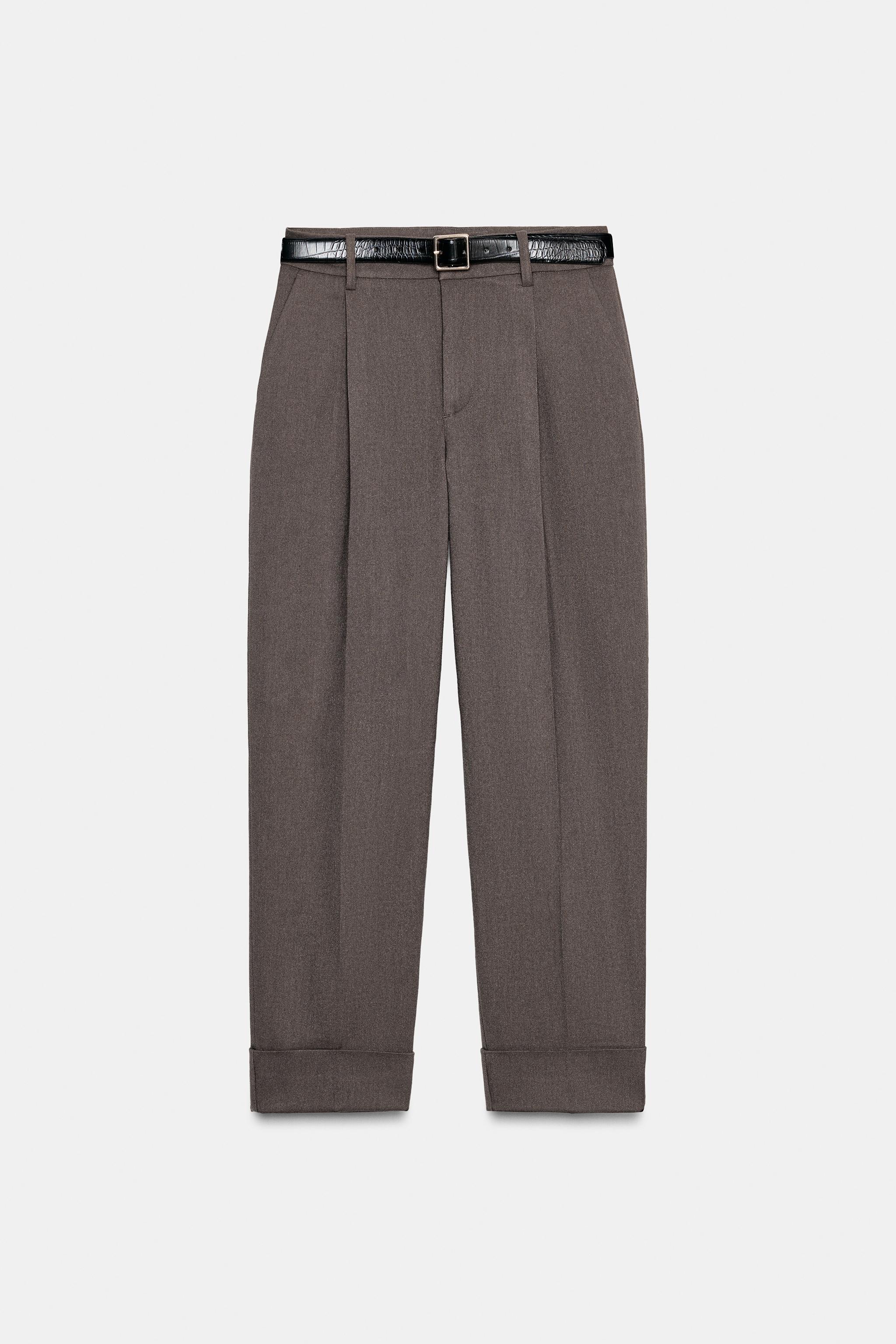 CUFFED BELTED PANTS